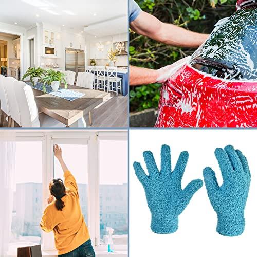 M METERXITY M METERXITY 2 Pair Dust Removal Gloves - Household Cleaning Mitts, Soft & Durable, Apply to Kitchen/Garden/Room (8.66 x 5.12 Inches, Gray Dark Blue)