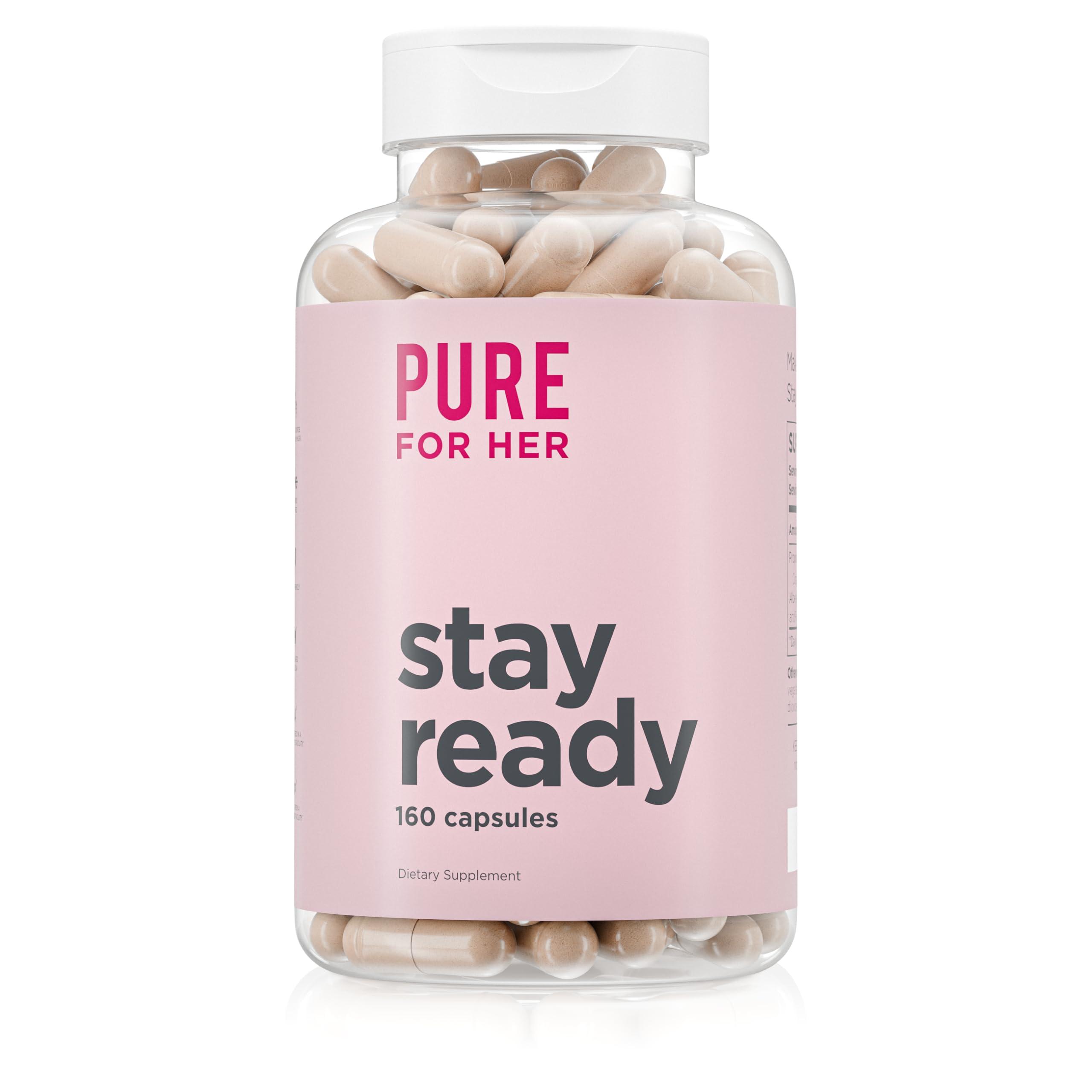 Pure for Men Pure for Her Vegan Stay Ready Fiber Supplement for Women | Bloat & Gas Relief, Supports Digestive Health, Regularity & Appetite Control | 160 Capsules