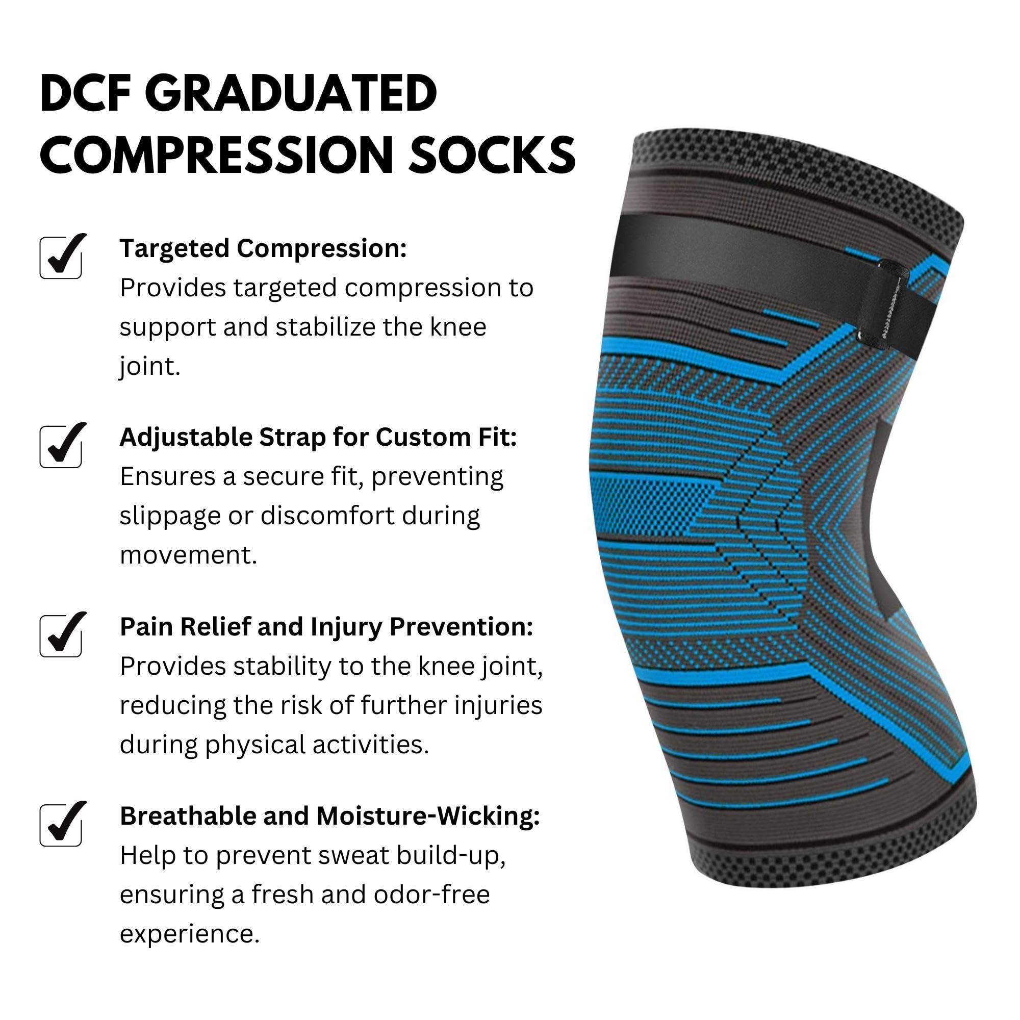 DCF DCF Compression Knee Sleeve with Adjustable Strap (1-Pack) (Small, Blue)