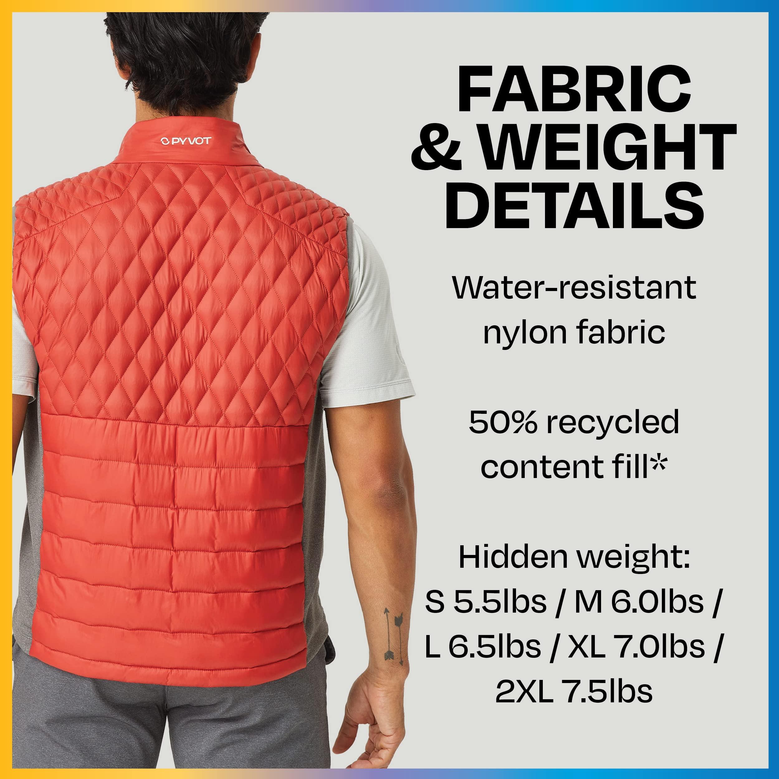 PYVOT Pyvot Mens Dash Weighted Quilted Vest, Weighted Blanket Inspired Clothing for Sensory Issues, Fitness, Stress Relief and Relaxation, Medium Size, Brick