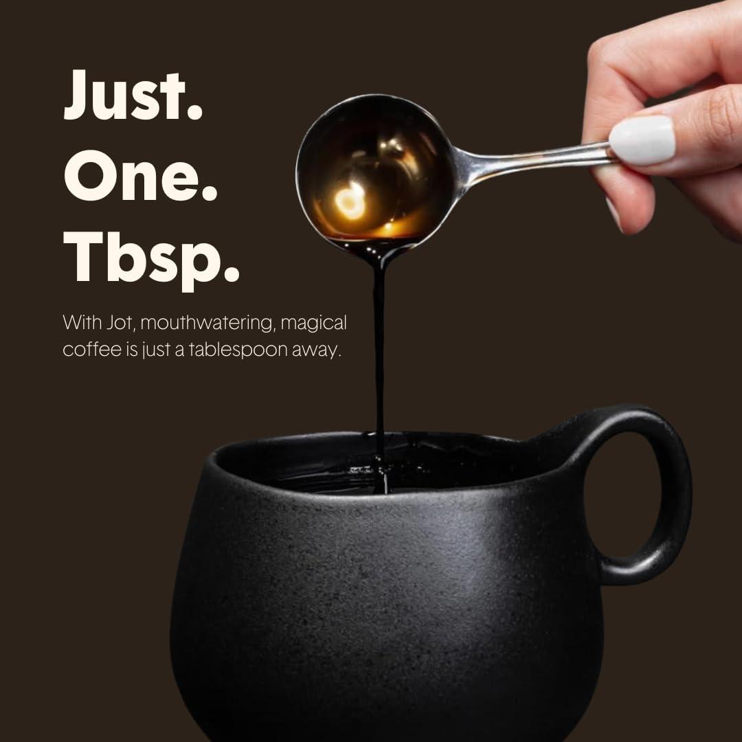 Jot Jot Coffee Concentrate (Original) High Caffeine Cold Brew Coffee Concentrate Liquid for Iced Coffees, Instant Espresso, Hot or Cold Instant Coffees - Makes 14 Cups, 150mg Caffeine/Tbsp, Sugar Free