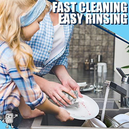 Spongenator SPONGENATOR Kitchen Scrubbing Sponges - Heavy Duty Non-Scratch Scrubbing Cleaner Sponges in 1 Color - Multi-Surface Non-Metal Dish Scouring Scrubbers for Fast Cleaning. (12 Pack)