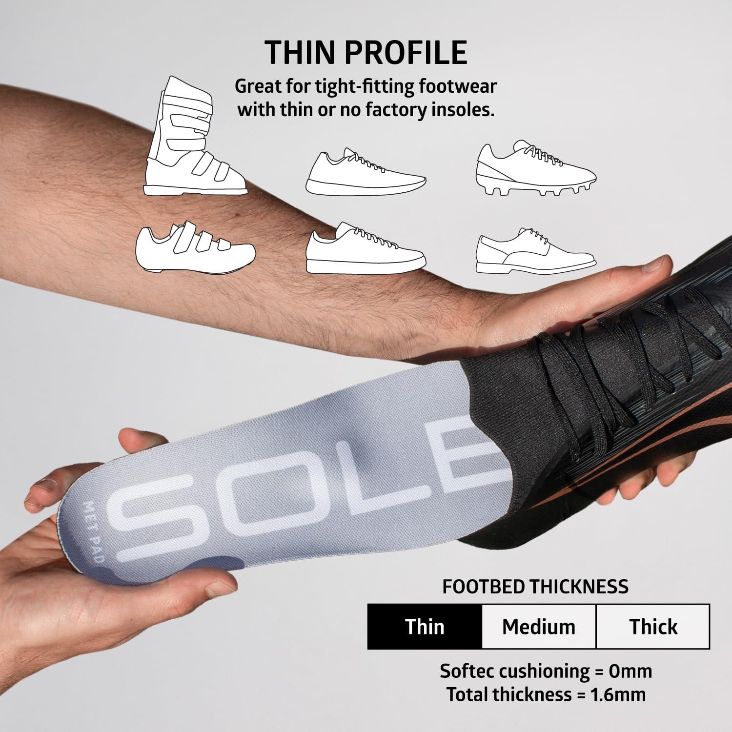 SOLE SOLE Active Thin with Metatarsal Pads Plantar Fasciitis Insoles, Men & Women - Arch Support Inserts for Foot Health and Heel Pain Relief, Orthotic Shoe Inserts Men & Women