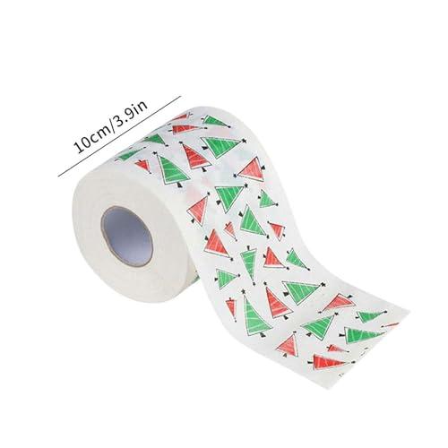 BLMIEDE 1 Roll Toilet Paper Cartoon Pattern Disposable Festive Soft Hygienic Decorate Christmas Holiday Printed Roll Paper For Festival Wrinkle Release Spray for Curtains (F, One Size)