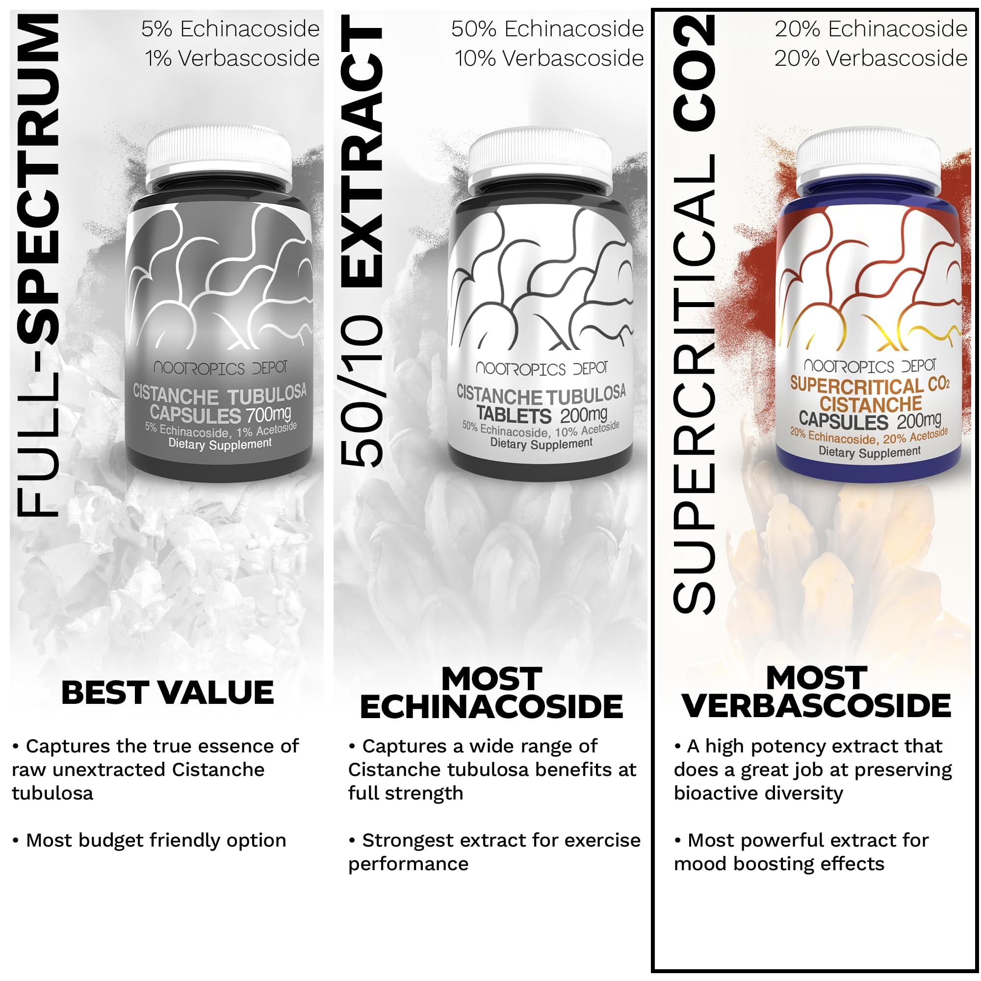 Nootropics Depot Nootropics Depot Cistanche Supercritical CO2 Extract Capsules | 20% Echinacoside + 20% Verbascoside (Acetoside) | 60 Count