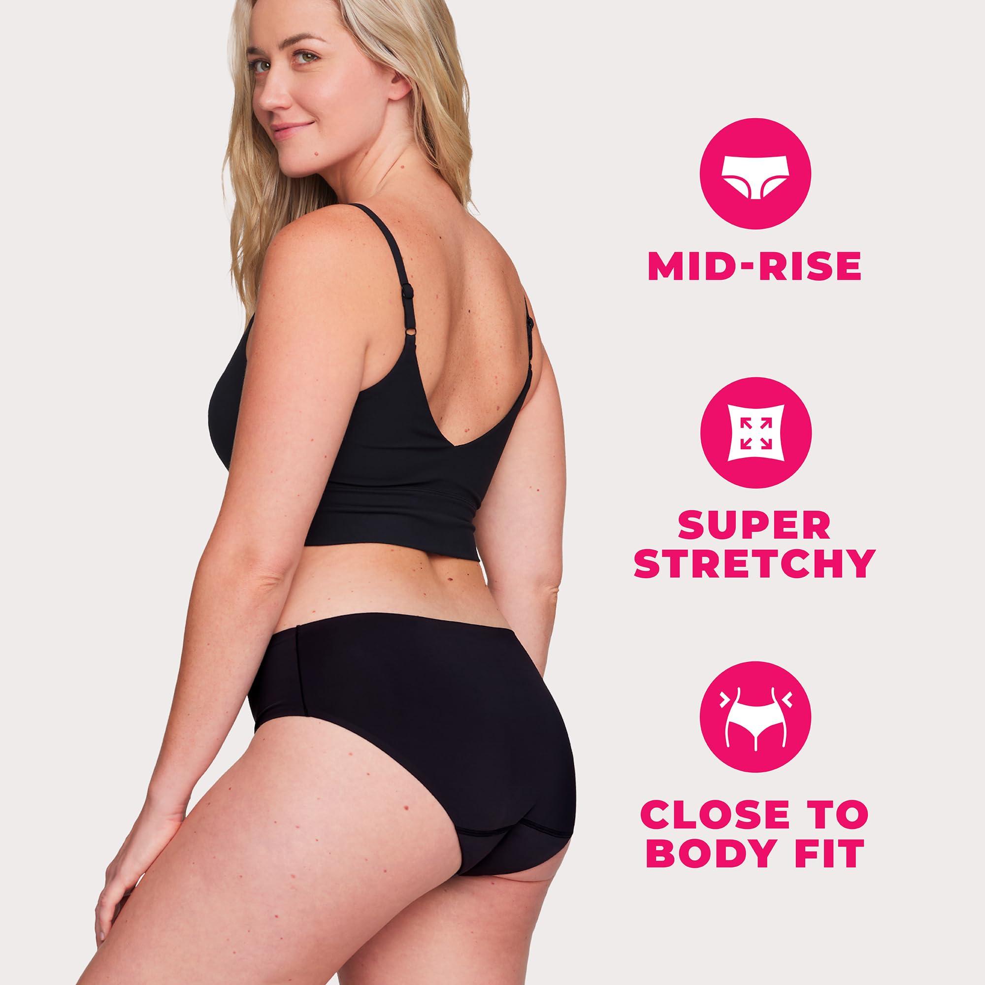 Proof. Proof. by Always Brief, Super Heavy Absorbency Period Underwear for Women - Holds up to 7 Regular Tampons - Washable Leakproof Period Panties - XL, Black