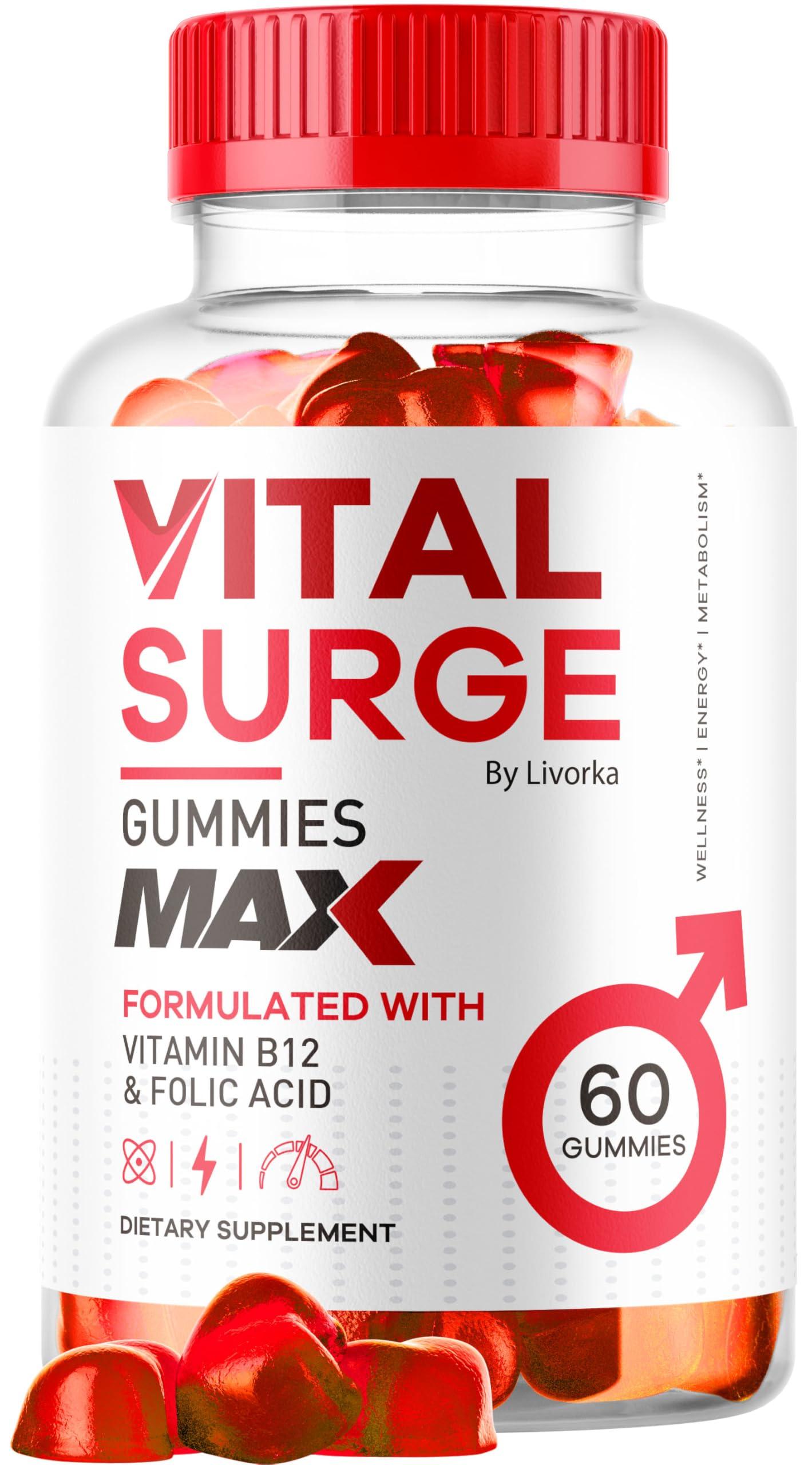 LIVORKA Vital Surge Male Gummies - Men\'s Performance Gummies, MAX Strength VitalSurge Advanced Formula, VitaSurge for Men Vitale Vita, 1050MG (60 Gummies)