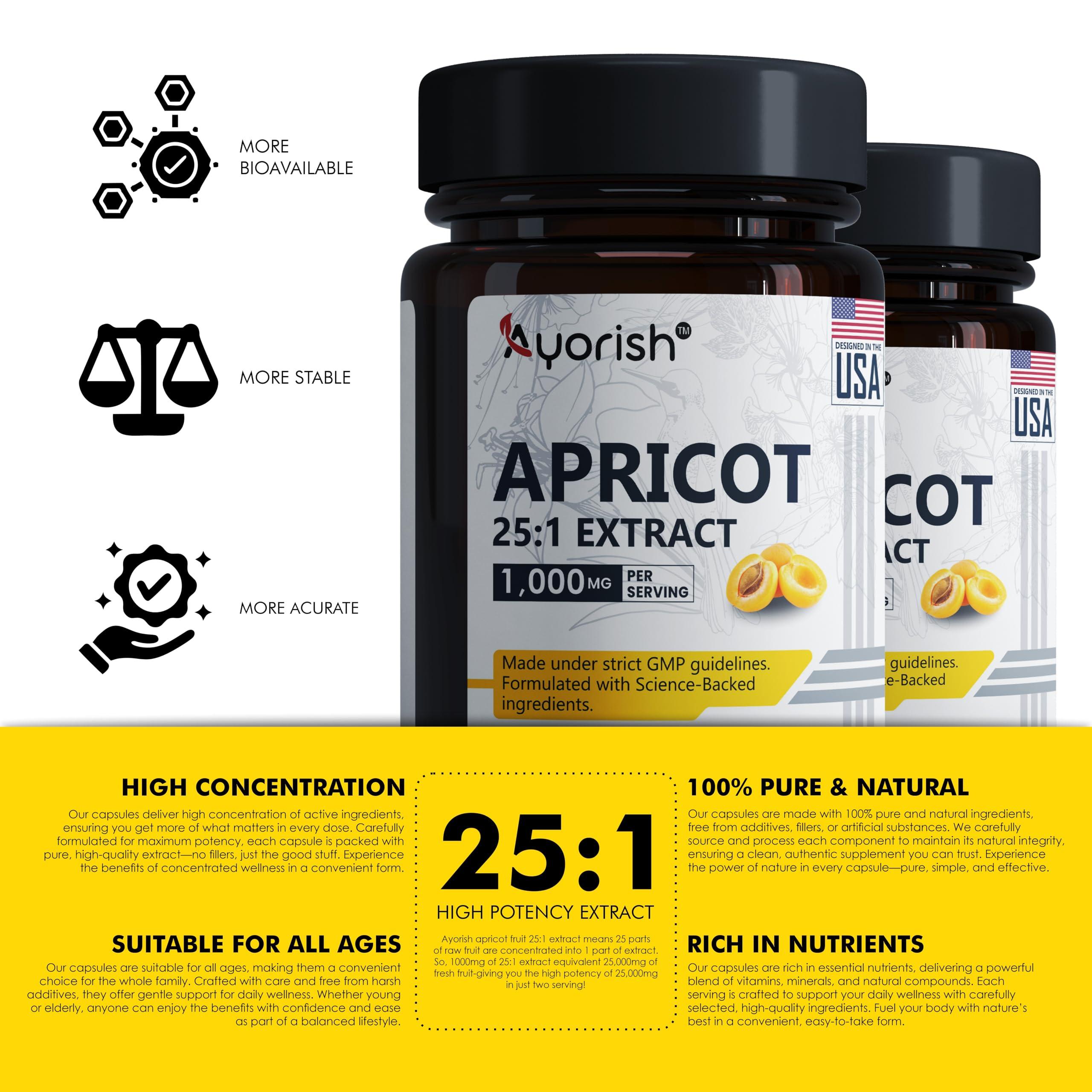 Ayorish Ayorish Apricot Capsule 15:1 (120 Veg Capsules) 1000 mg Serving