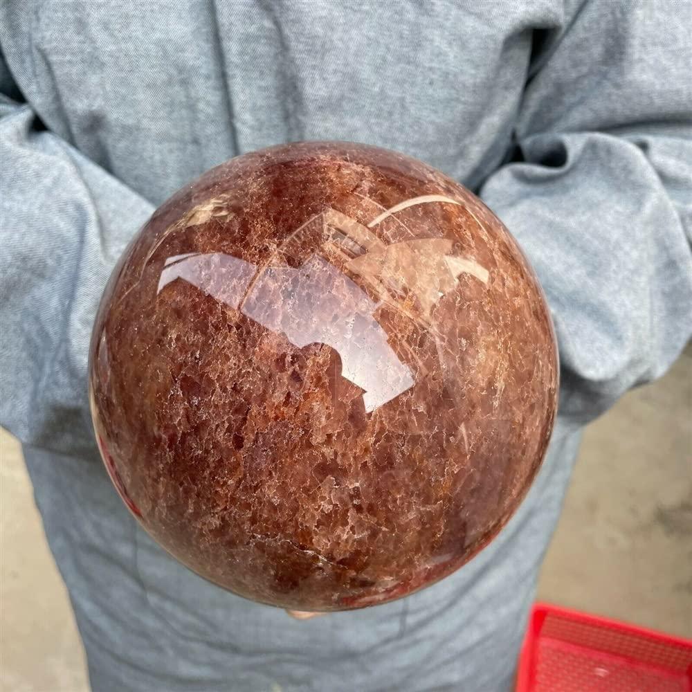 WGPHD WGPHD Meditation Home Beautiful Strawberry Quartz Ball Healing Specimen Natural Crystal Meditation Gift (Size : 600-700g)