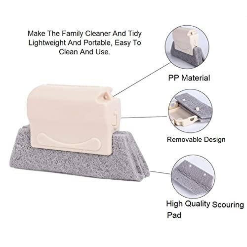 FuXinWorld 3PCS Magic Hand-held Window Cleaning Brush Creative Door Window Groove Cleaning Brushes Kitchen Decontamination Brush Fixed Slide Brush Head,Household Cleaning Tools for All Corners and Gaps