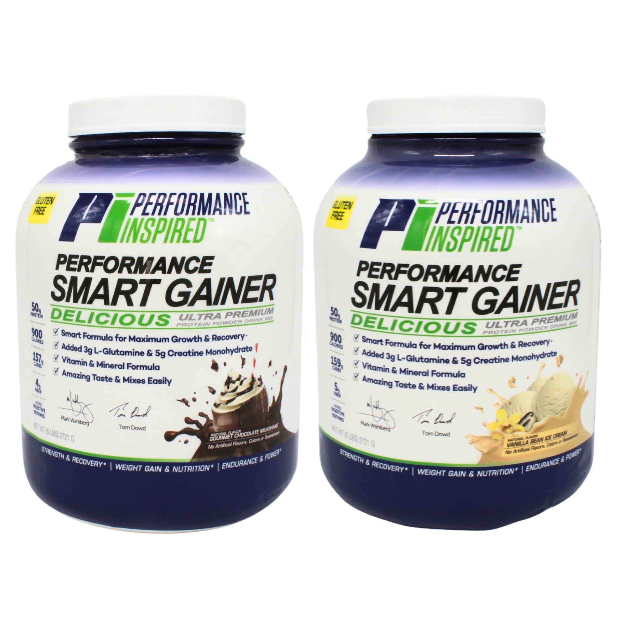 PERFORMANCE INSPIRED Performance Inspired Nutrition Smart Mass Gainer - Recover & Rebuild Muscles - Contains Added L-Glutamine – Big 50G Protein - Creatine - Fiber - Digestive Enzymes - Chocolate Milkshake - 6 Pounds