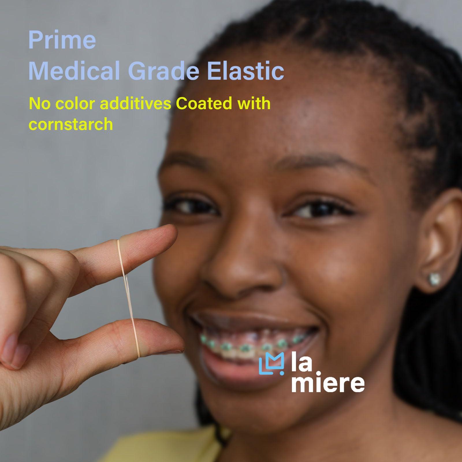 LA MIERE Neon Non-Latex 100 counts Intraoral Elastic Bands Orthodontic Elastics Dental Rubber Bands Made in US Heavy 1/4\'\', Neon