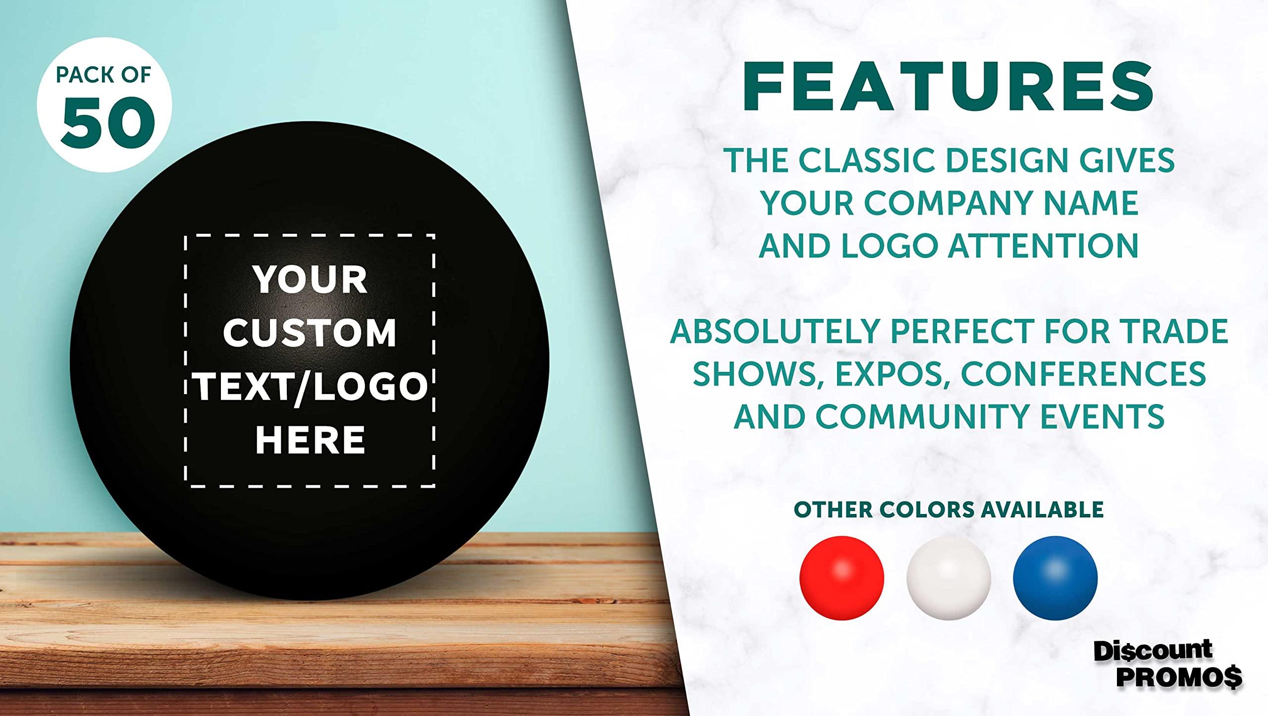 DISCOUNT PROMOS Custom Stress Balls for Adults Set of 50, Personalized Bulk Pack - Relief, Perfect for Your Desk, Office or Home - Black