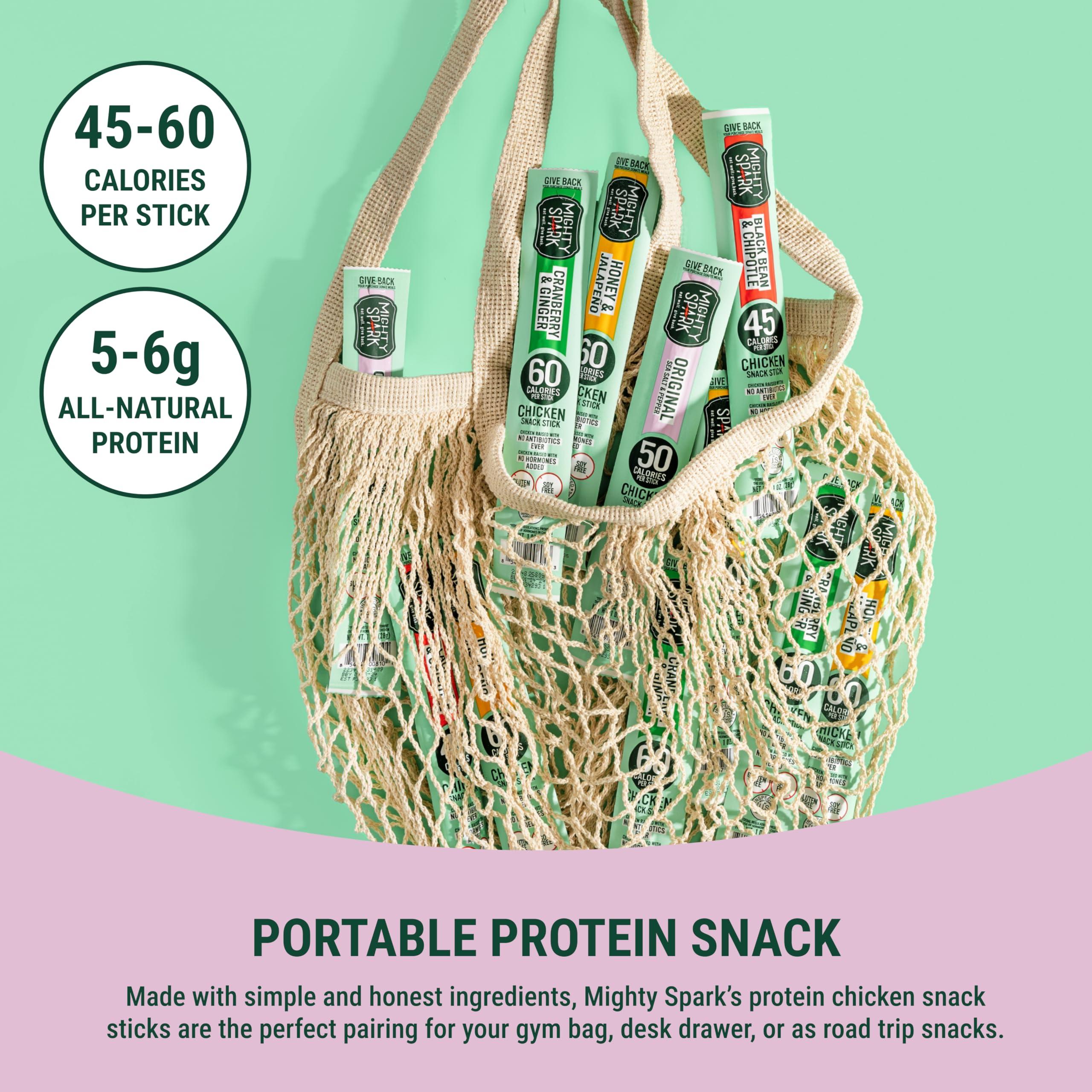 Mighty Spark Mighty Spark Chicken Snack Sticks Variety Pack - Original + Teriyaki - 6g of Protein, Gluten Free, Soy Free Jerky Sticks - High Protein Keto Snacks, Weight Watchers Approved Snacks - 24 ct
