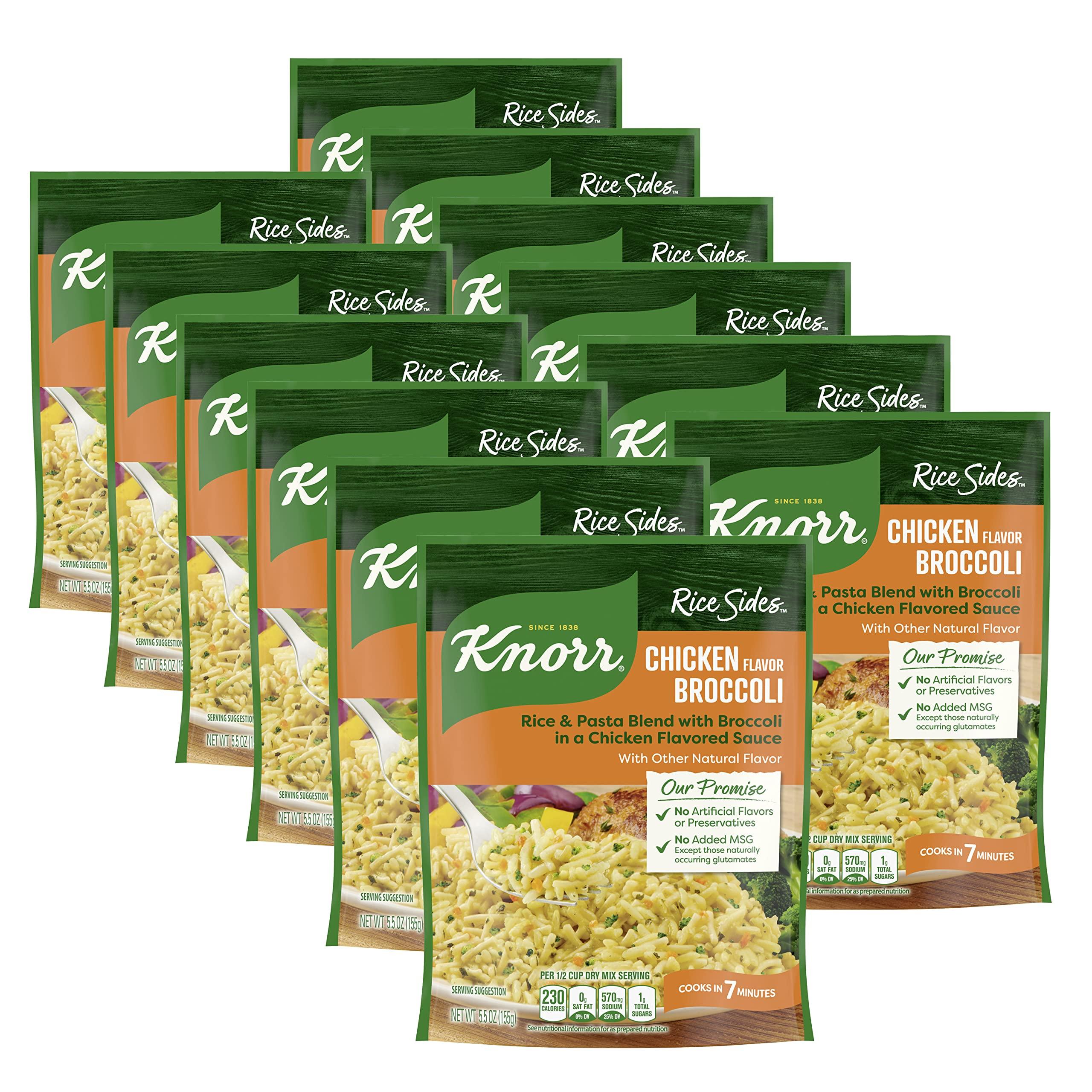 Knorr Knorr Rice Sides For a Tasty Rice Side Dish Chicken Broccoli with Long Grain Rice and Vermicelli Pasta No Artificial Flavors, No Preservatives, No Added MSG, 5.5 Oz, Pack of 12