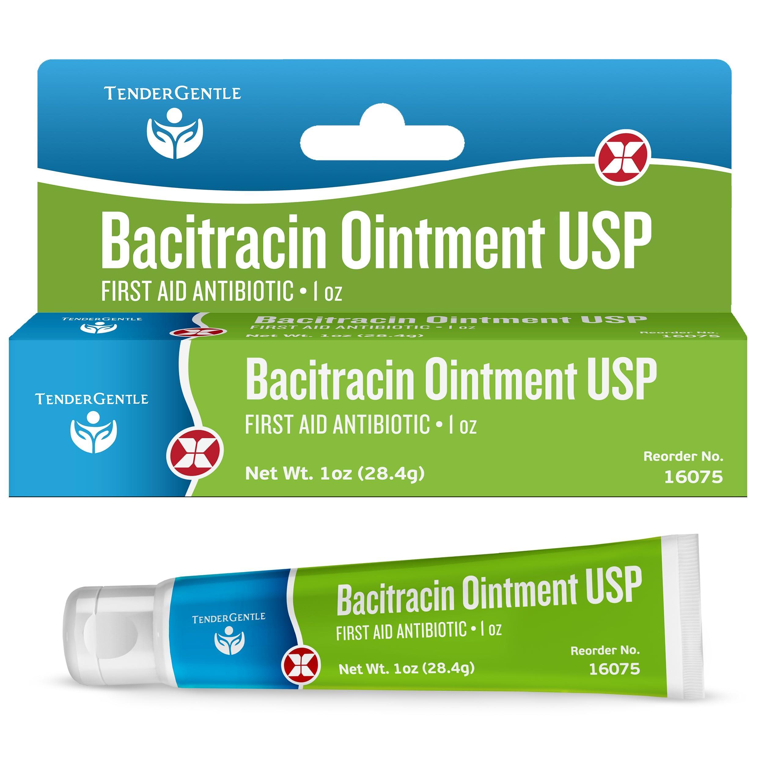 TenderGentle Bacitracin Antibiotic Ointment USP - 1 oz Topical Antibiotic First Aid Ointment - Helps Prevent Infection in Minor Cuts, Scrapes, and Burns