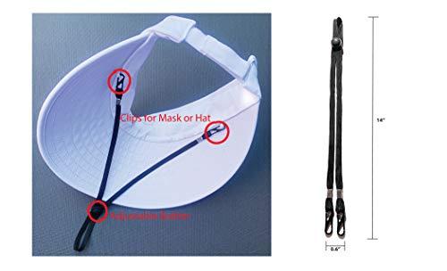 Comfi3D 10 PCS Mask Extender/Mask Strap/Ear Saver/Lanyard Hook for Masks with Adjustable Mask Clips with High Elastic Fabric - Works for Adults & Kids (10 Lanyard (Black))