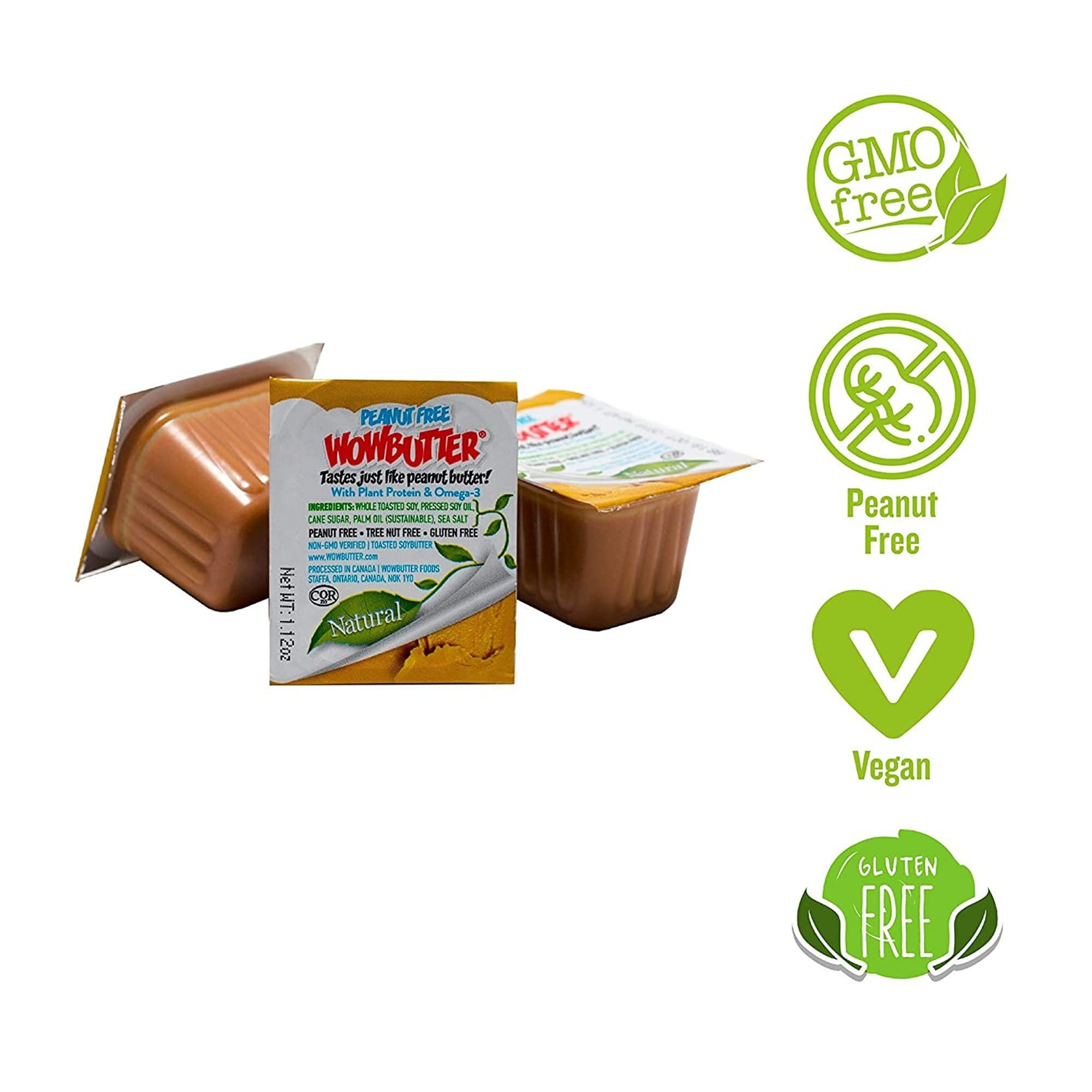 WOWBUTTER WOWBUTTER - Creamy Peanut & Tree Nut Free Spread - 175 Cups - 0.56oz each - Made With Whole Toasted Soy - All Natural Ingredients - Safe for School - Vegan Plant Protein Food - Gluten Free & Non-GMO