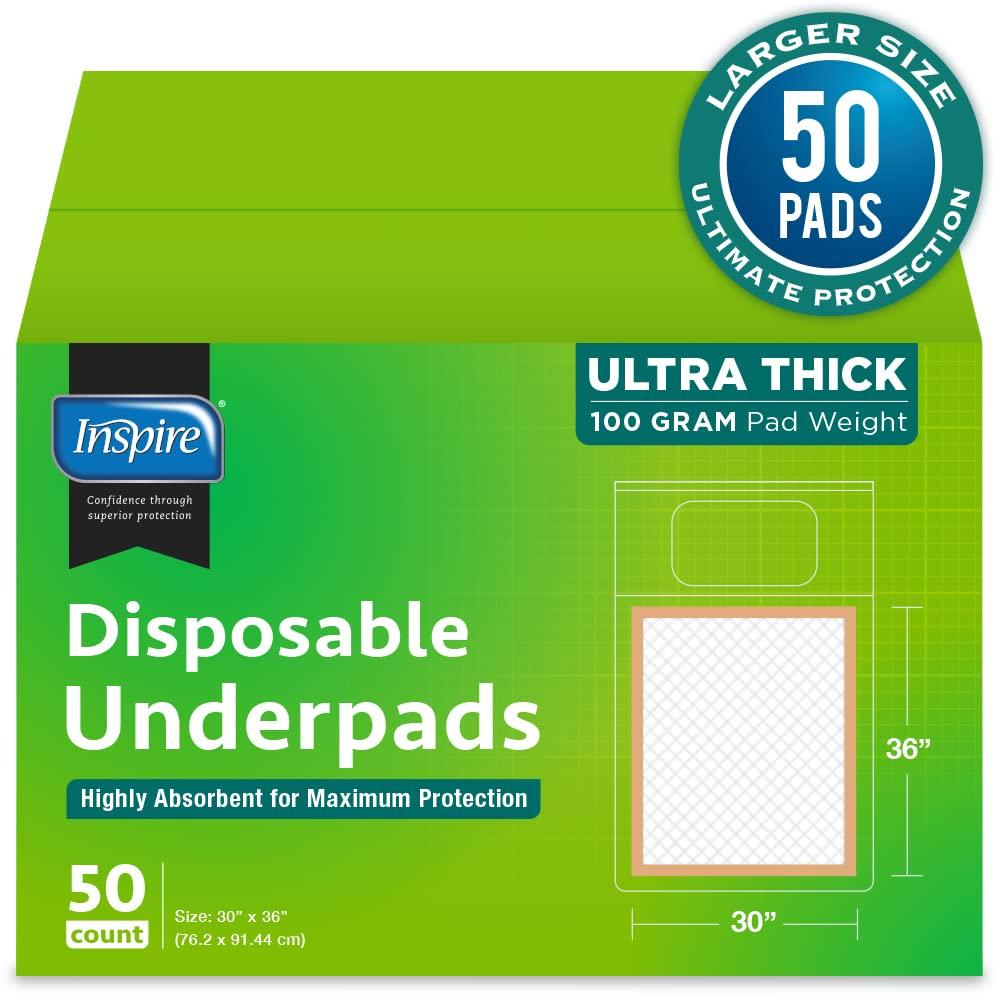 Inspire Inspire Super and Ultra Absorbent Disposable Bed Pads (30\" X 36\" Pack of 50)