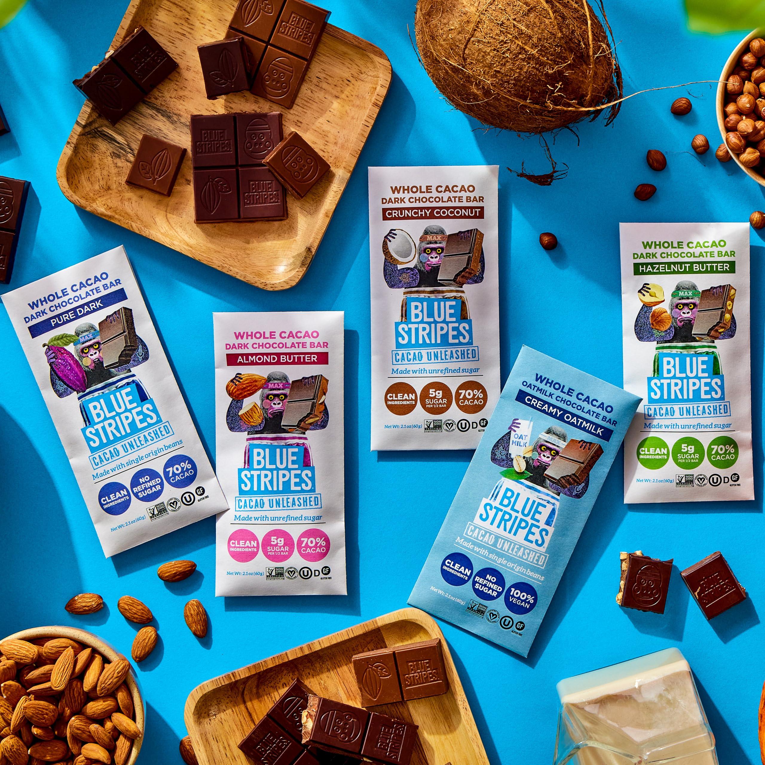 Blue Stripes Blue Stripes Whole Cacao Almond Butter Dark Chocolate Bar, 2.1 OZ