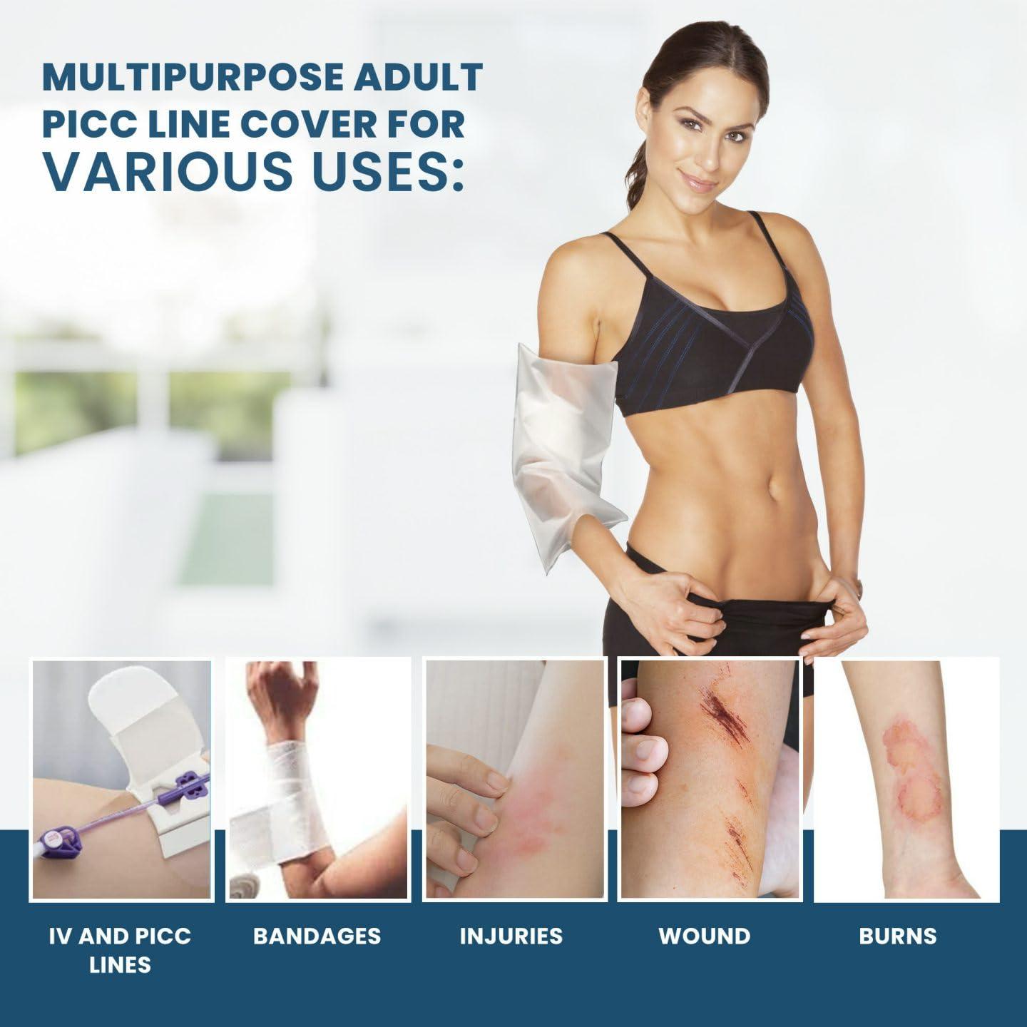 AquaShield Aqua Shield\'s PICCGard: waterproof, reusable IV/PICC line sleeve for shower use. Durable polyurethane, flexible fit, skin-friendly. Ideal for medical professionals & home users - Small: 9\"-12\" Size