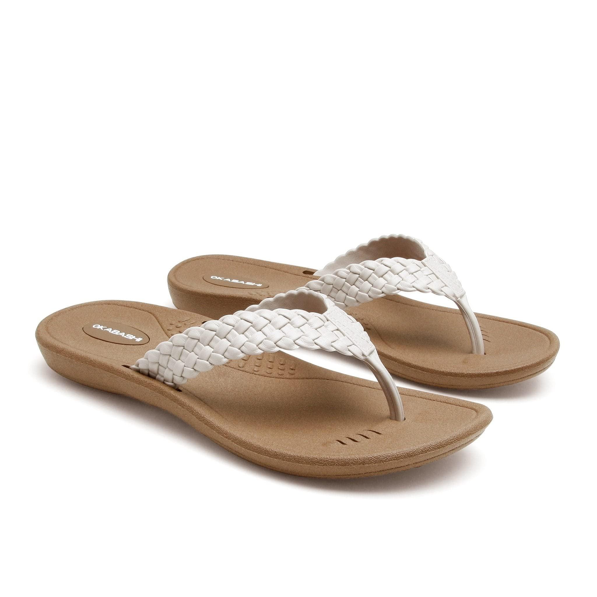 OKABASHI OKABASHI Women\'s Baha Flip Flop (Toffee/Vanilla, ML) | Contoured Footbed w/Arch Support for All-Day Comfort | Slip-Resistant & Waterproof | Sustainably Made in The USA