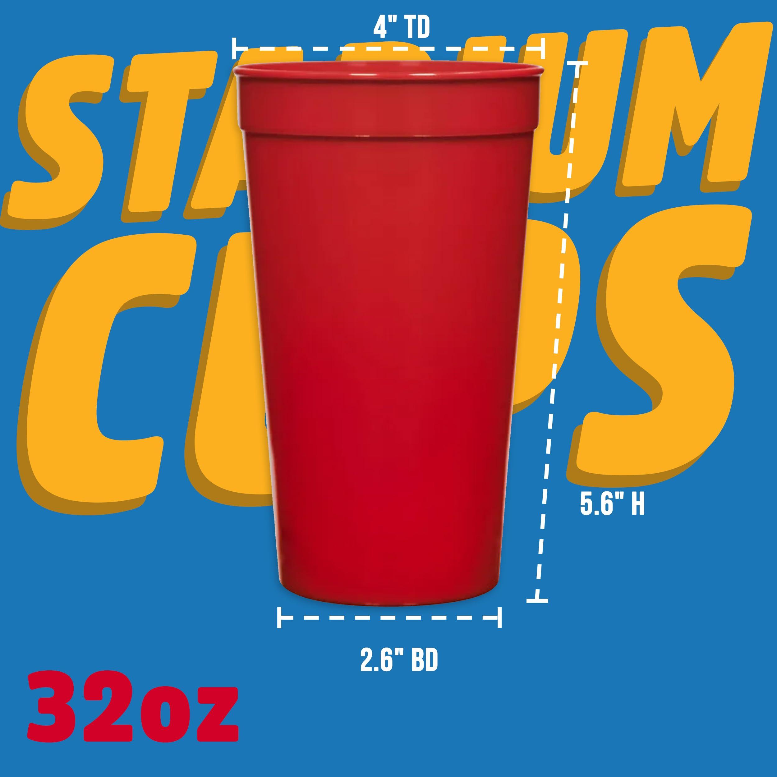 USMG USMG 50 Pack Reusable Polypropylene 32oz Bulk Blank Stadium Cups For Drinkware Celebration Events Party Favors or DIY Crafts (Red)