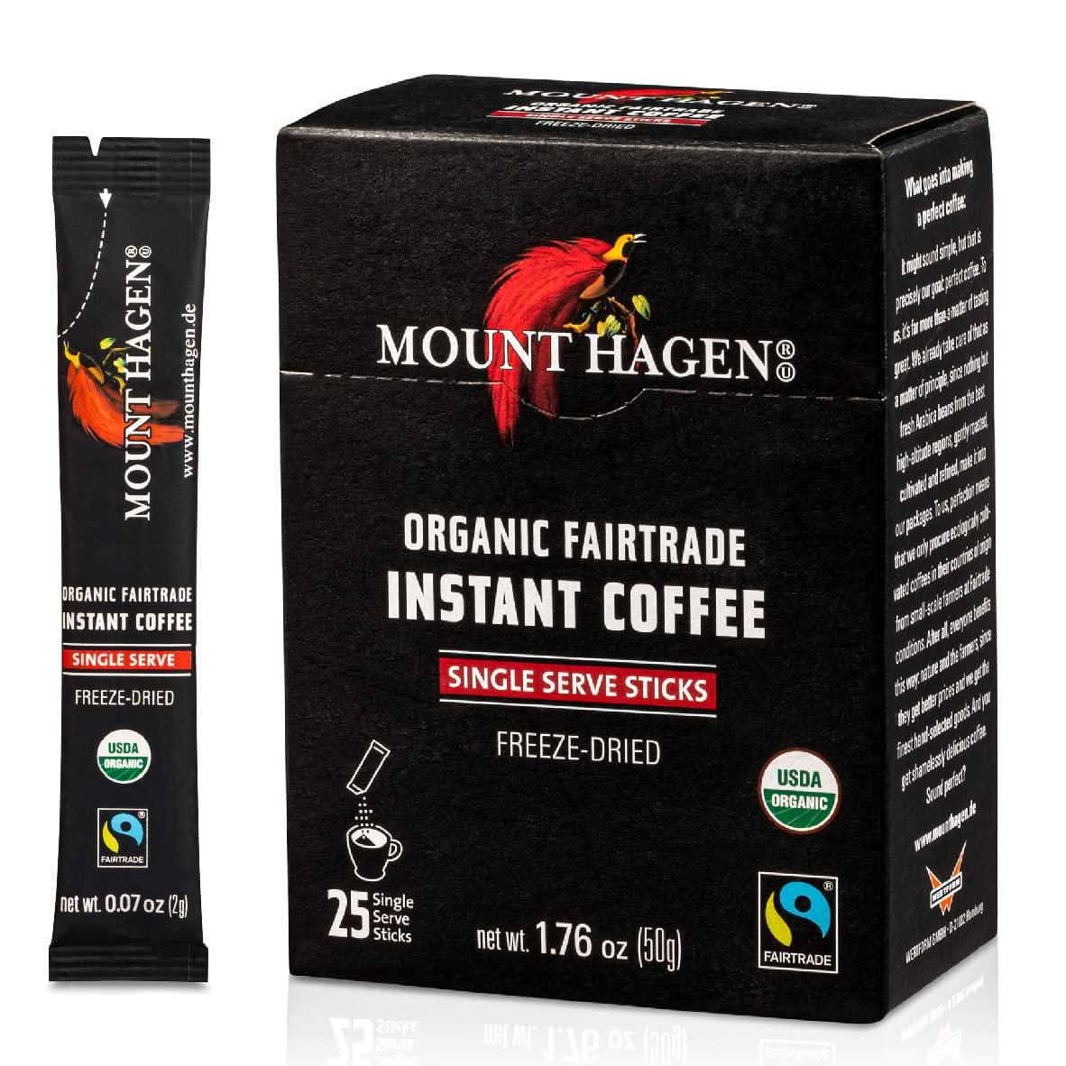 Mount Hagen Mount Hagen 25 Count Single Serve Instant Coffee Packets and Instant Espresso Ground Coffee 1.76oz Bundle