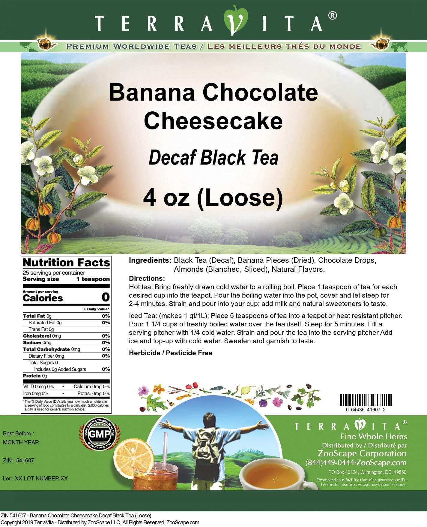 TerraVita Banana Chocolate Cheesecake Decaf Black Tea (Loose) (4 oz, ZIN: 541607)