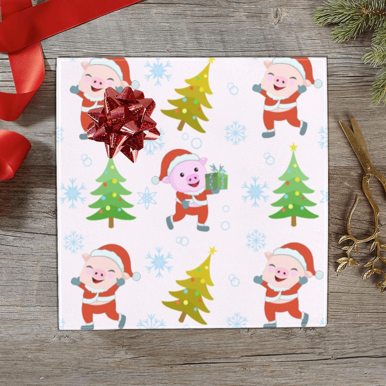 OTVEE OTVEE 4 Rolls Gift Wrap Paper Roll,Cute Pig and Christmas Tree Design Gift Wrap Wrapping Paper for Birthdays, Graduations, Father\'s Day, Baby Showers, Halloween, Christmas, 58x22.8 in Per Roll