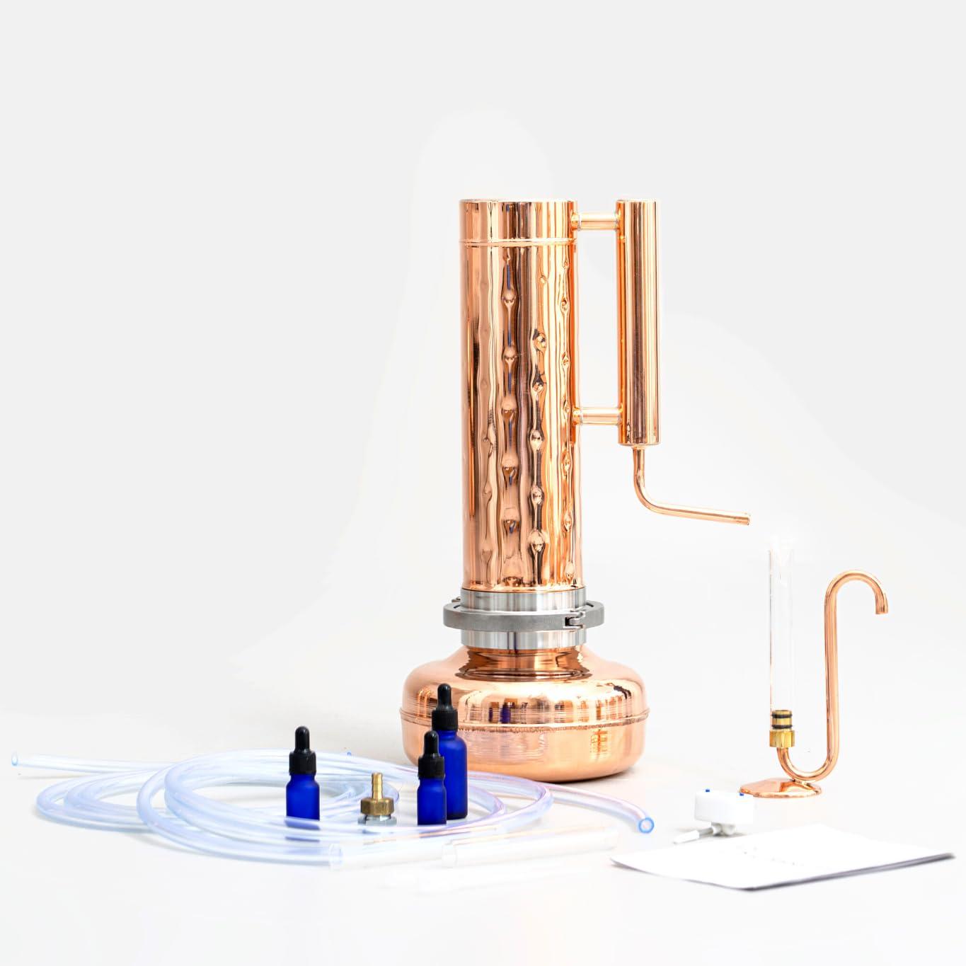 Copper Pro Essential Oil Distiller 2L 4 inches (premium kit) - Essential Oil Distiller for Steam Distillation Oil Making and Extracting - Home Distiller Equipment DIY Essential Oil from Herbs, Plants and Flowers