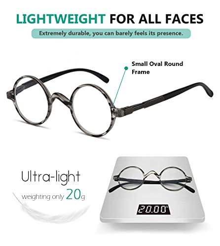 Eyekepper Eyekepper Round Reading Glasses a Little Large than Vintage Professor Oval Readers (Grey Stripe,+0.50)