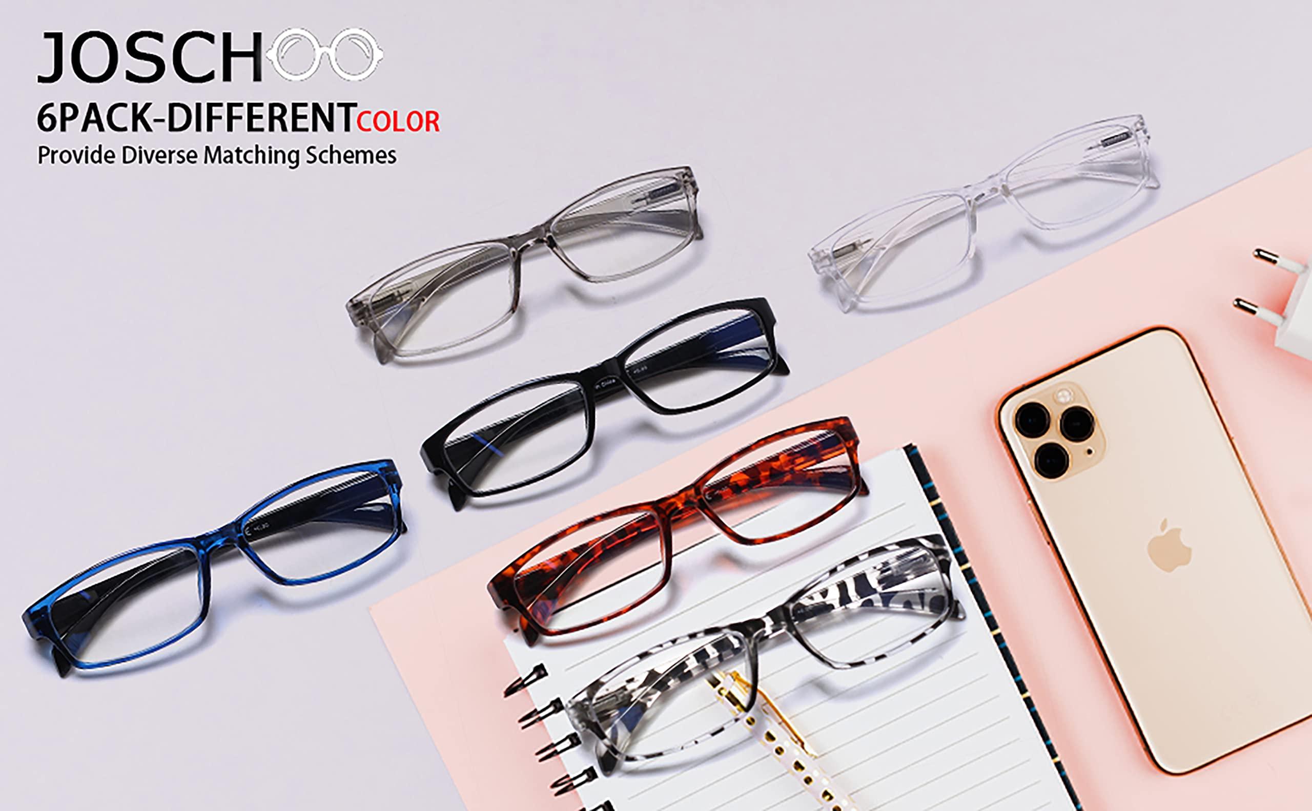 JOSCHOO JOSCHOO Computer Reading Glasses for Women and Men 6 Pack Blue Light Blocking Spring Hinge Readers (Mix Color-4, 1.75, multiplier_x)