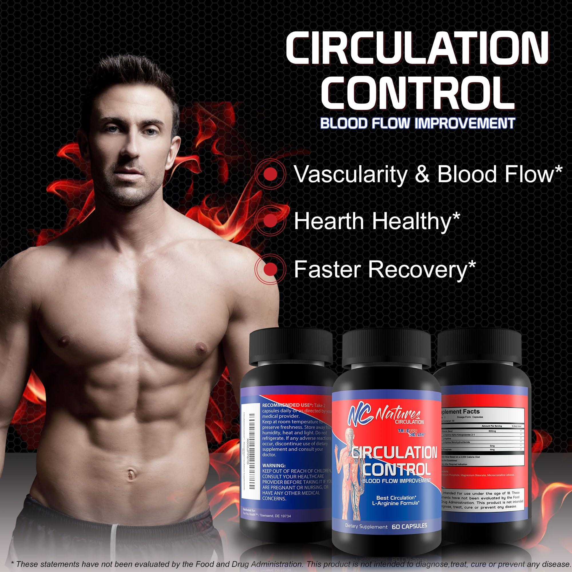 Natures Circulation Circulation Control - Blood Flow Improvement - Body & Leg Circulation Supplements - Blood Circulation Supplement - L-Arginine Formula for A Circulation Boost - Poor Circulation Supplements