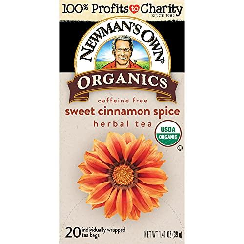Newman's Own Newman's Own Organic Sweet Cinnamon Spice Herbal Tea with Rooibos Tea with Organic Ginger 20 Individually Wrapped Tea Bags Per Box (Pack of 2) USDA Certified and Kosher Cinnamon Tea Caffeine-Free