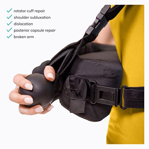 BraceAbility BraceAbility Abduction Shoulder Sling - Rotator Cuff Immobilizer Brace with Padded Relief Support Wedge and Ball for Right or Left Arm Pain From Post-Surgery or Tear Recovery and Subluxation (Medium)