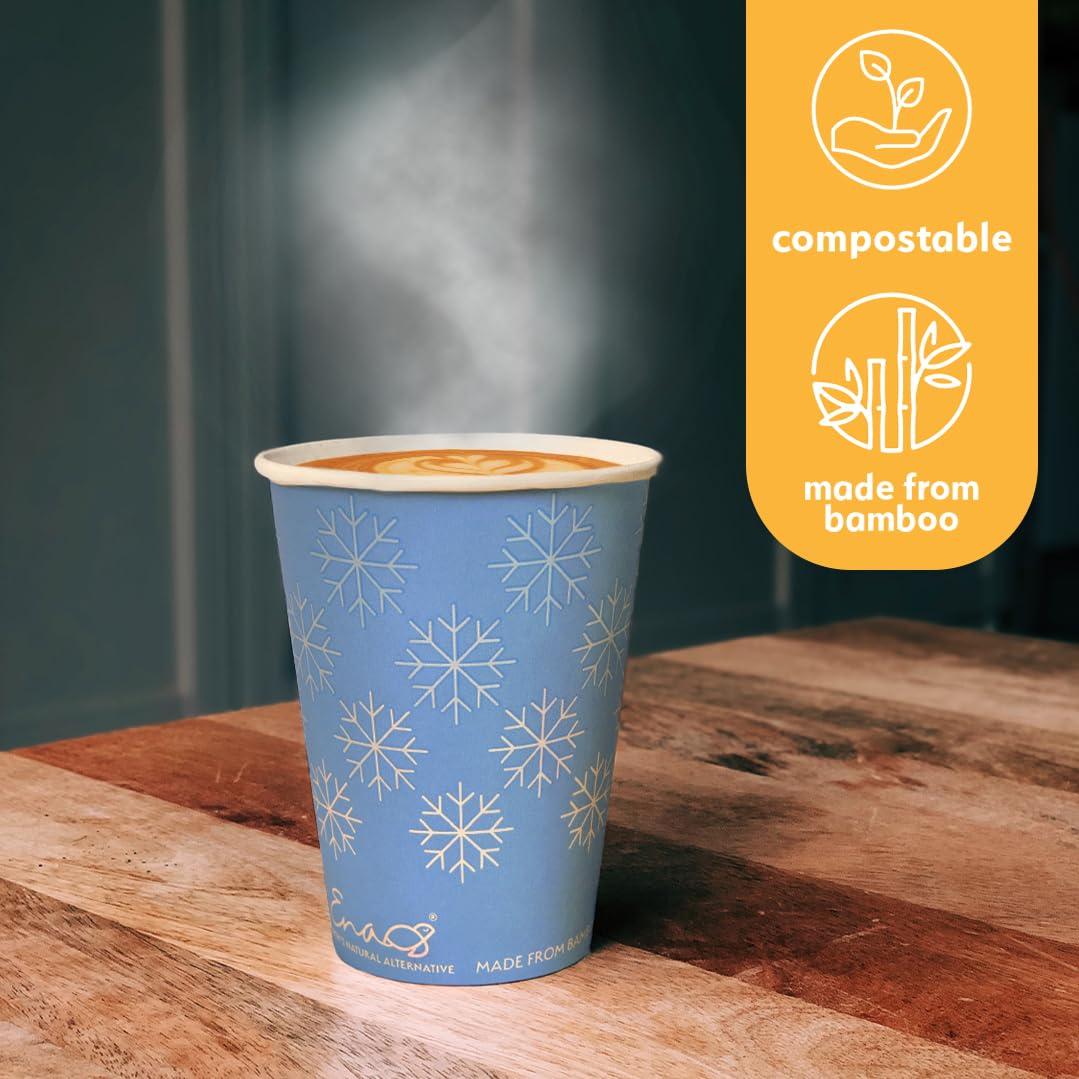 Earth\'s Natural Alternative 100% Compostable Disposable Coffee Cups [12oz 80 Pack, Winter Blue] Paper Cups Made from Bamboo, Eco-Friendly, Biodegradable Premium Party Cups, Natural Unbleached by Earth\'s Natural Alternative