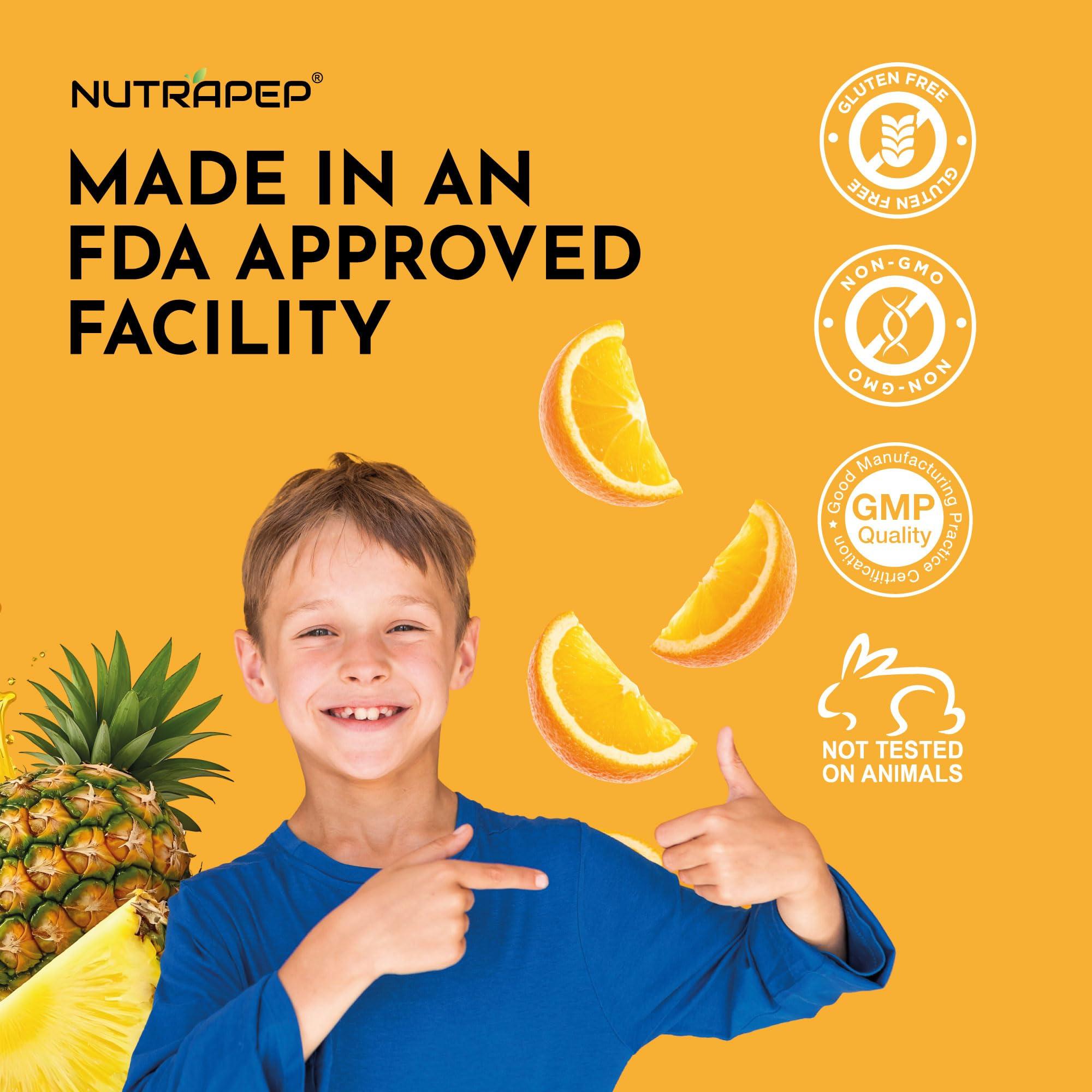 NutraPep Teens Height Growth Supplement Gummies - Kids Grow Taller Natural Height Increaser Multivitamin - with Calcium Vitamin D3 K2 Zinc L-Arginine L-Glutamine L-Ornithine for Boys Girls