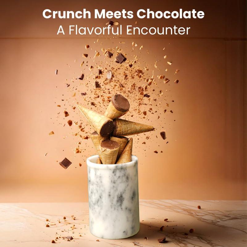 Pure Temptation Pure Temptation Gold Chocoblast Waffle Cones [10 Pieces] Snacks for Kids & Adults - Non-Meltable Chocolate Gift Box - Individually Wrapped Chocolate-Filled Waffle Cones Bites for Christmas Gifts