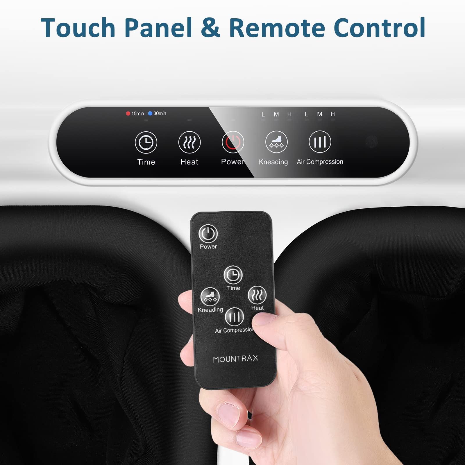 MOUNTRAX MOUNTRAX Foot Massager Machine with Heat, Gifts for Women Men, Shiatsu Foot Massager with Remote Control, Deep Kneading and Soothing Heat, Fits Feet Up to Men Size 12 (White)