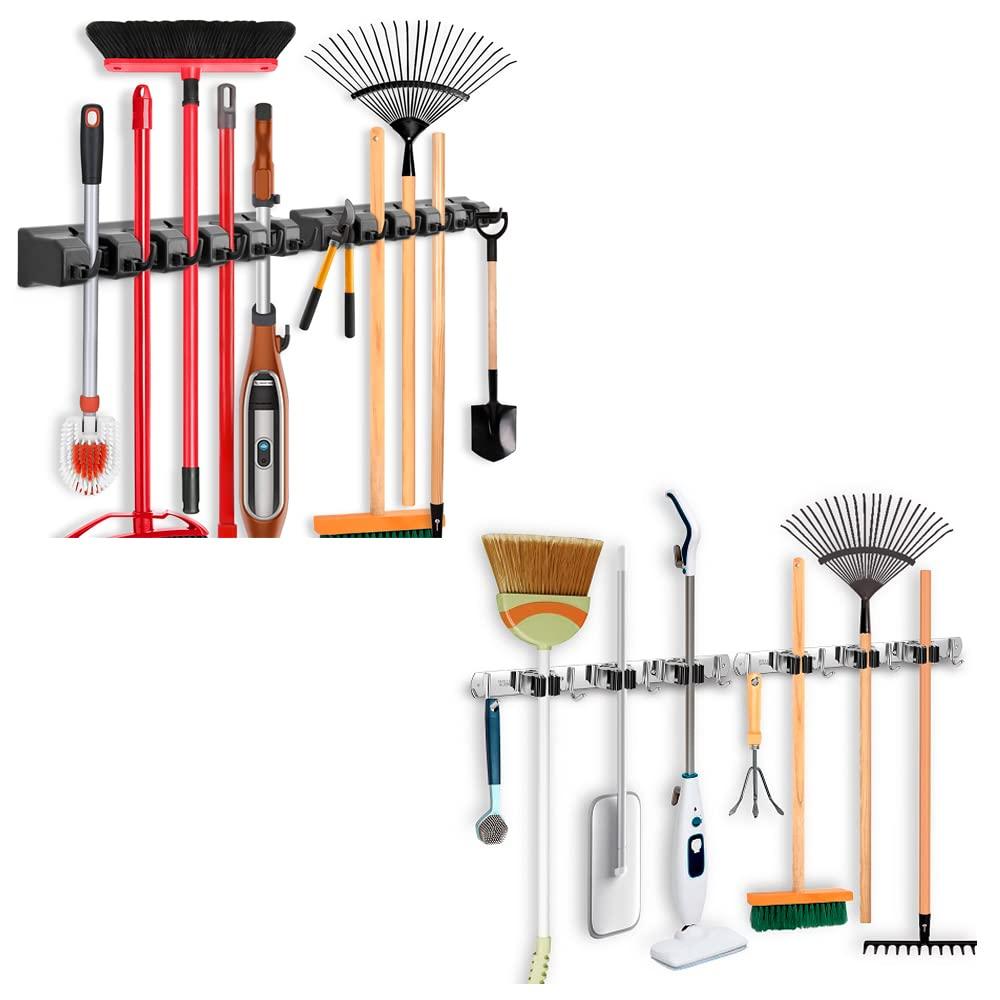 IMILLET IMILLET Mop and Broom Holder, Wall Mounted Organizer Mop and Broom Storage Tool Rack