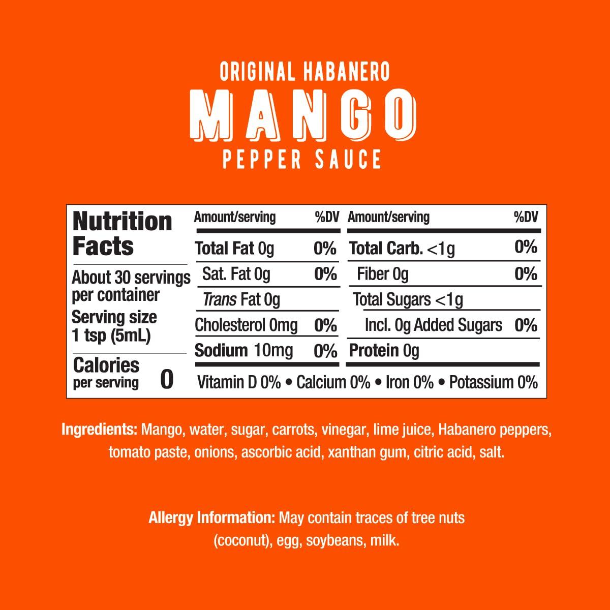 Melinda's Melindas Mango Habanero Hot Sauce - Sweet & Mild Mango Habanero Sauce Made with Real Mango, Fresh Peppers, Vinegar, Carrot & Lime - 10oz Squeeze, 1 Pack