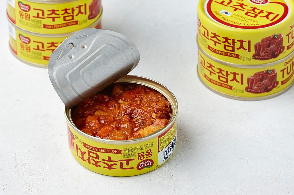 ZEESOON Dongwon Tuna Can With Hot Pepper Sauce - Korean Canned Tuna (100g x 5can)