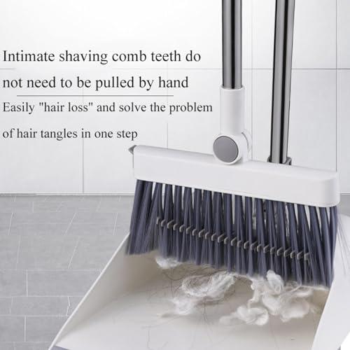 NIBHZ NIBHZ Plastic Dustpan and Broom for Hard Floor, 180 Degree Rotatable Broom Set for Sweeping Outdoor, Garden, Lobby, Indoor