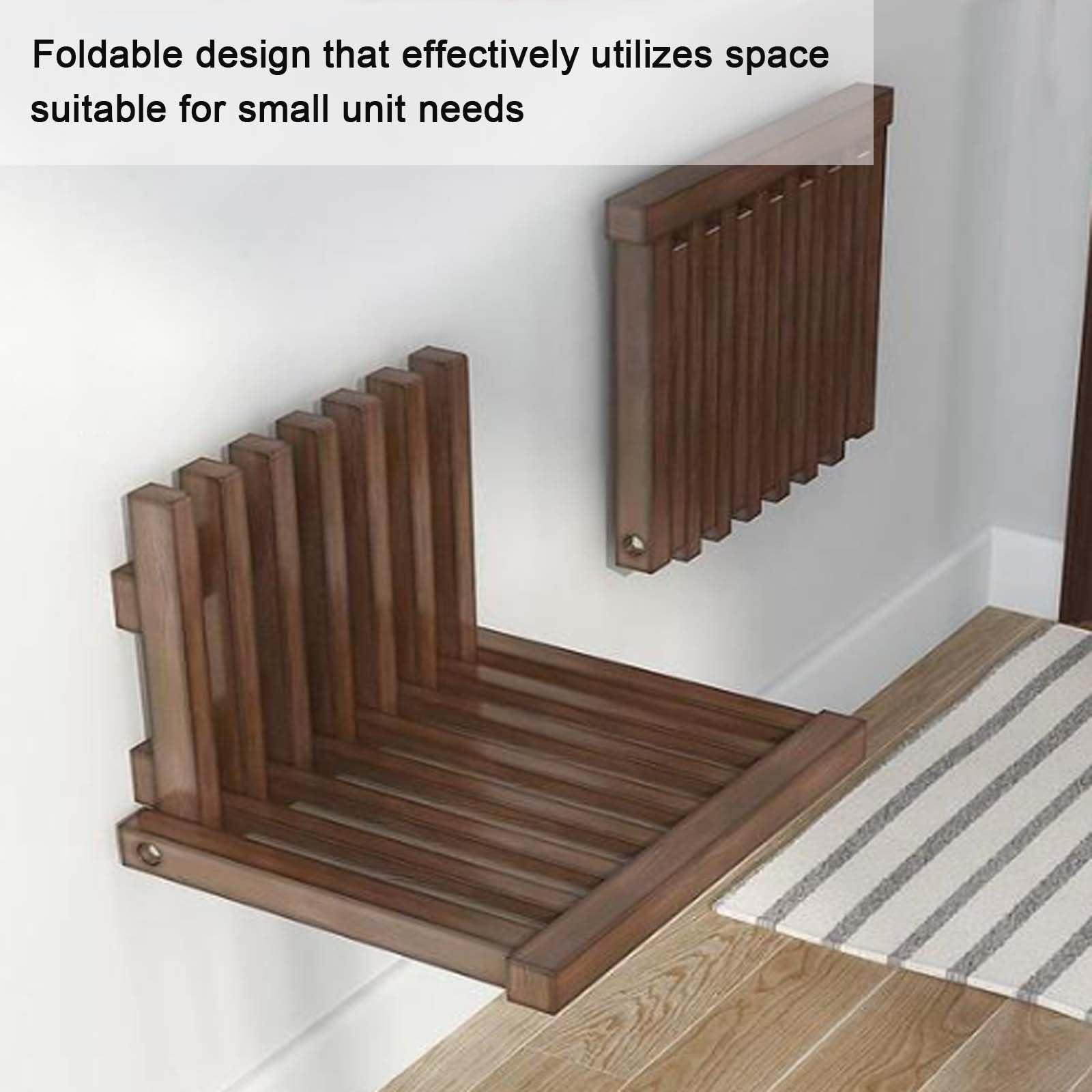 BBWLG Folding Shower Seat Wall Mounted,Bathroom Stool Fold Down Shower Chair for Pregnant Woman,Elderly,Waterproof Home Care Shower Bench for Inside Shower(19\"x2\"x17\") (White)