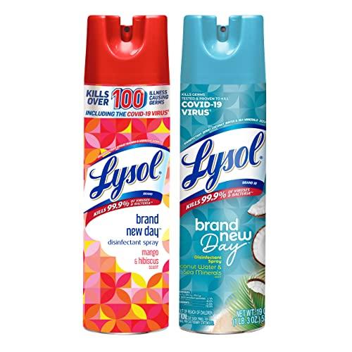 Lysol Lysol Disinfectant Spray Multi Scent Bundle - Mango & Hibiscus, Coconut & Sea Minerals Scents, 19 Ounces (Pack of 2)