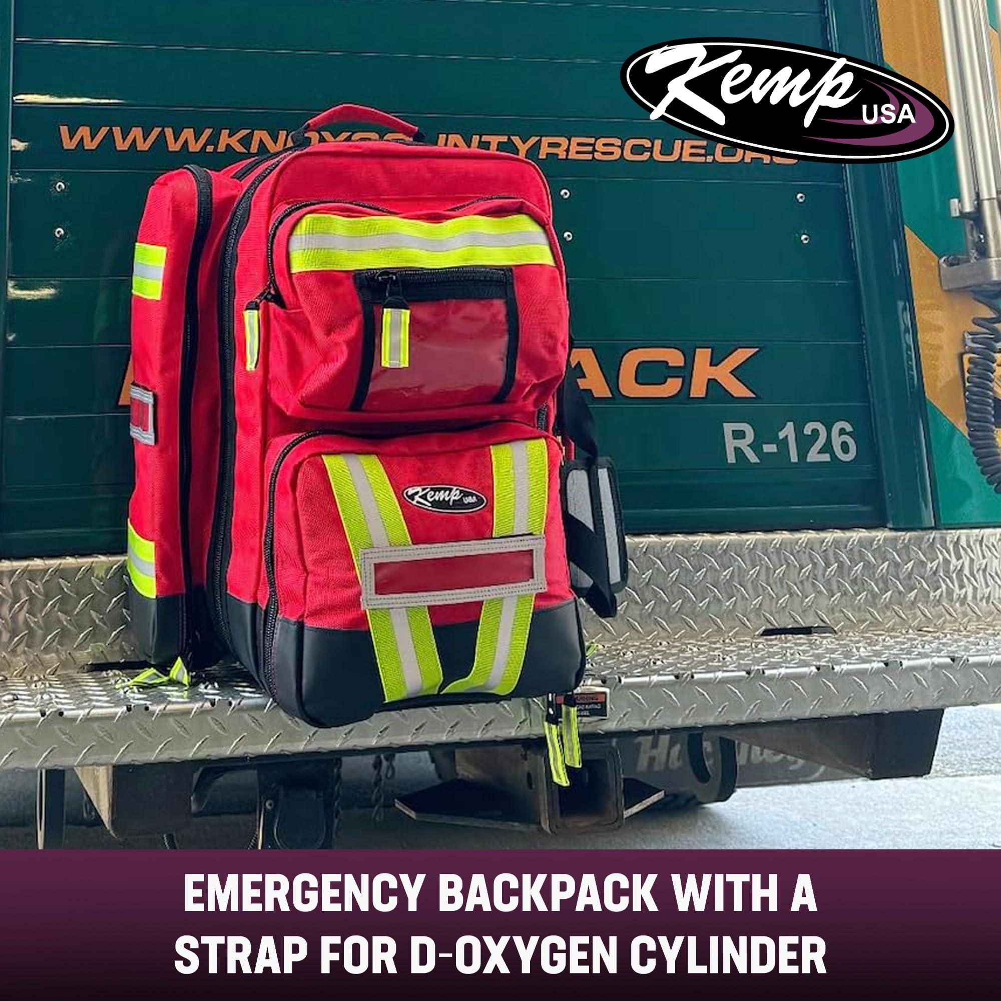 Kemp USA Kemp USA Ultimate EMS Backpack - EMT Bag | Emergency Backpack with a strap for D Oxygen Cylinder | Medical Backpack for Search and Rescue Tools | Large Medic Bag for EMT Kit | 8 Lbs.