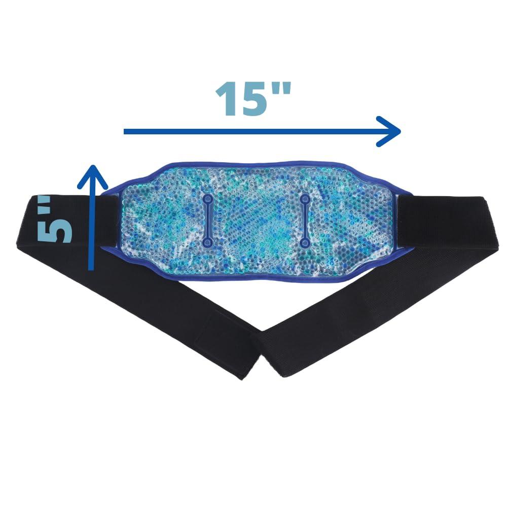 FOMI Premium Hot Cold Gel Bead Ice Pack by FOMI Care | Cool Compress for Lower Back, Shoulder, Knee, Bicep, Stomach | Coccyx, Sciatica, Tailbone Pain Relief | Flexible, Reusable Heating Pad | (Blue)