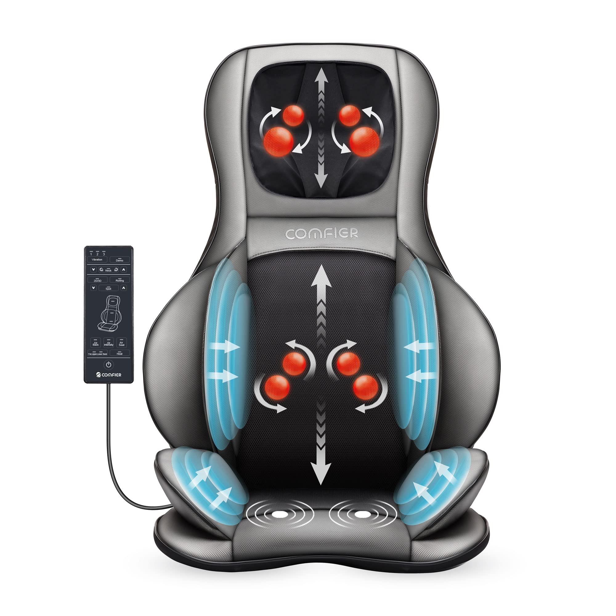 COMFIER COMFIER Shiatsu Neck Back Massager with Heat, 2D ro 3D Kneading Massage Chair Pad, Adjustable Compression Seat Massager for Full Body Relaxation, Christmas Gifts for Dad Mom Women Men,Dark Gray