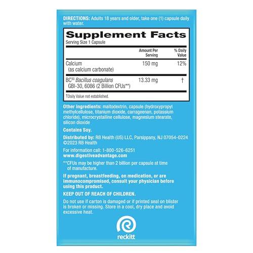 Digestive Advantage Digestive Advantage Probiotics For Digestive Health, Daily Probiotics For Women & Men, Supports Gut Health, Occasional Bloating & Diarrhea, Minor Abdominal Discomfort, & Immune Support, 60ct Capsules